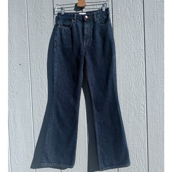 new GANNI high rise 100% organic denim non stretch Betzy jeans Dark Blue Stone - Picture 2 of 13